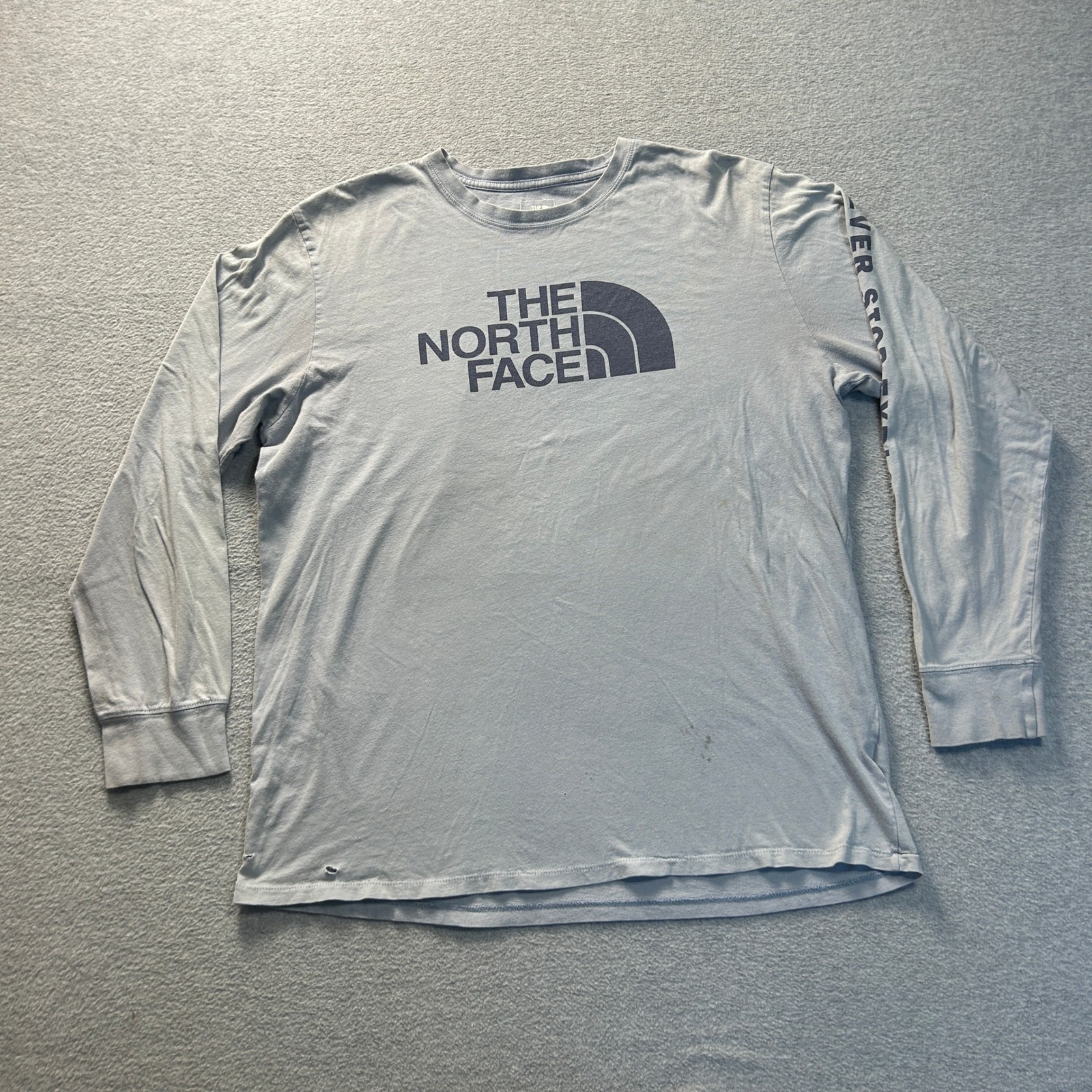 The North Face Long Sleeve Mens Xl Gray Logo Performance T Shirt Outdoor Wear